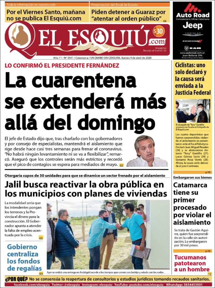 Portada de El Esquiu (Argentina)