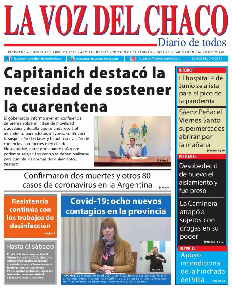 Portada de La Voz del Chaco (Argentina)