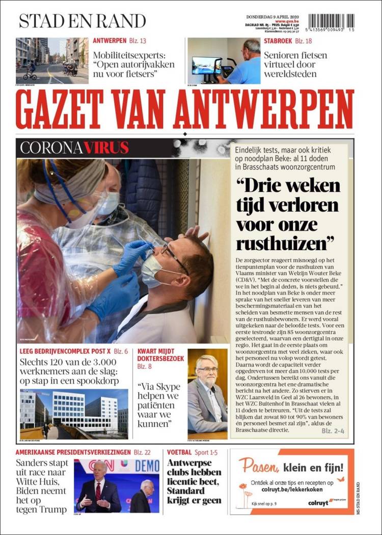 Portada de Gazet van Antwerpen (B&eacute;lgica)