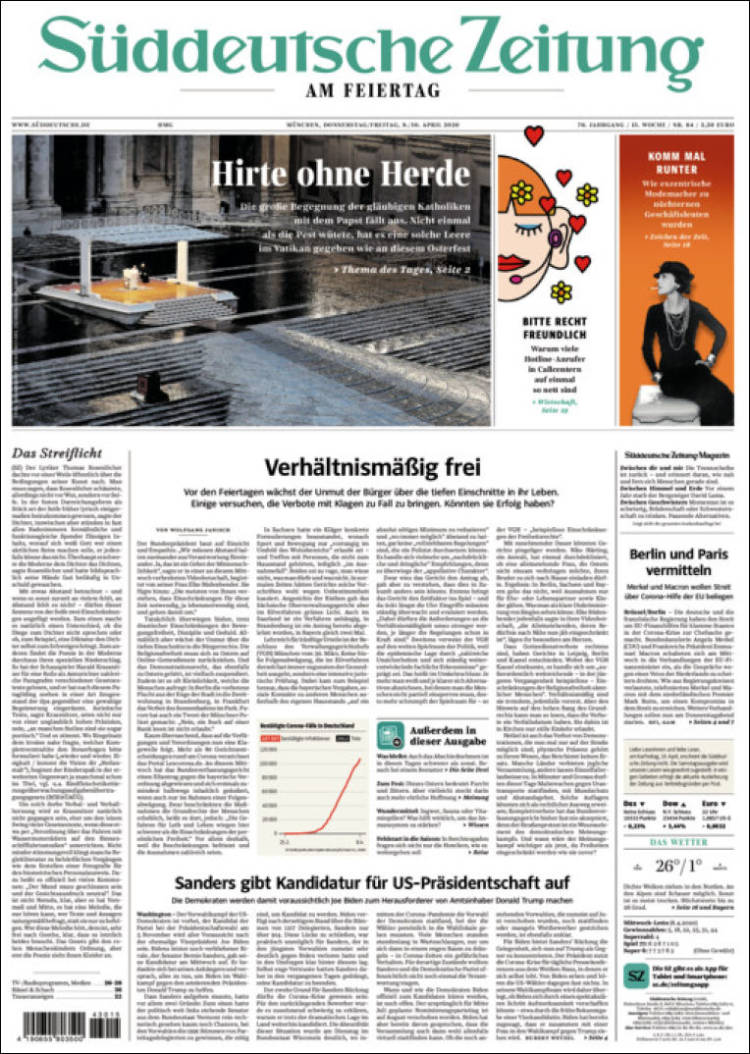 Portada de Sueddeutsche (Alemania)