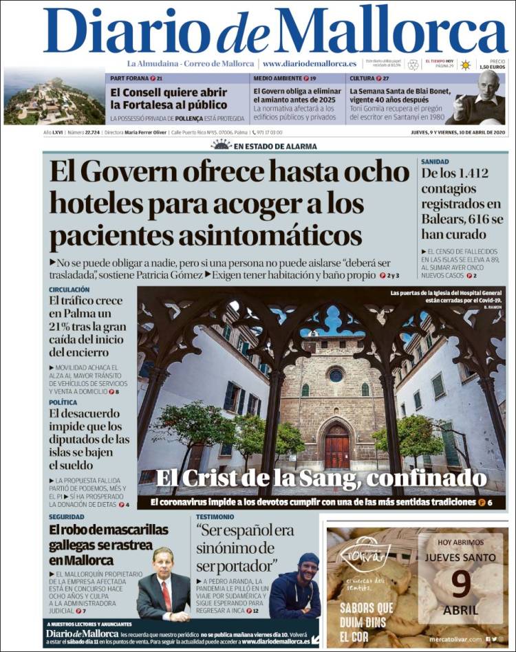 Portada de Diario de Mallorca (España)