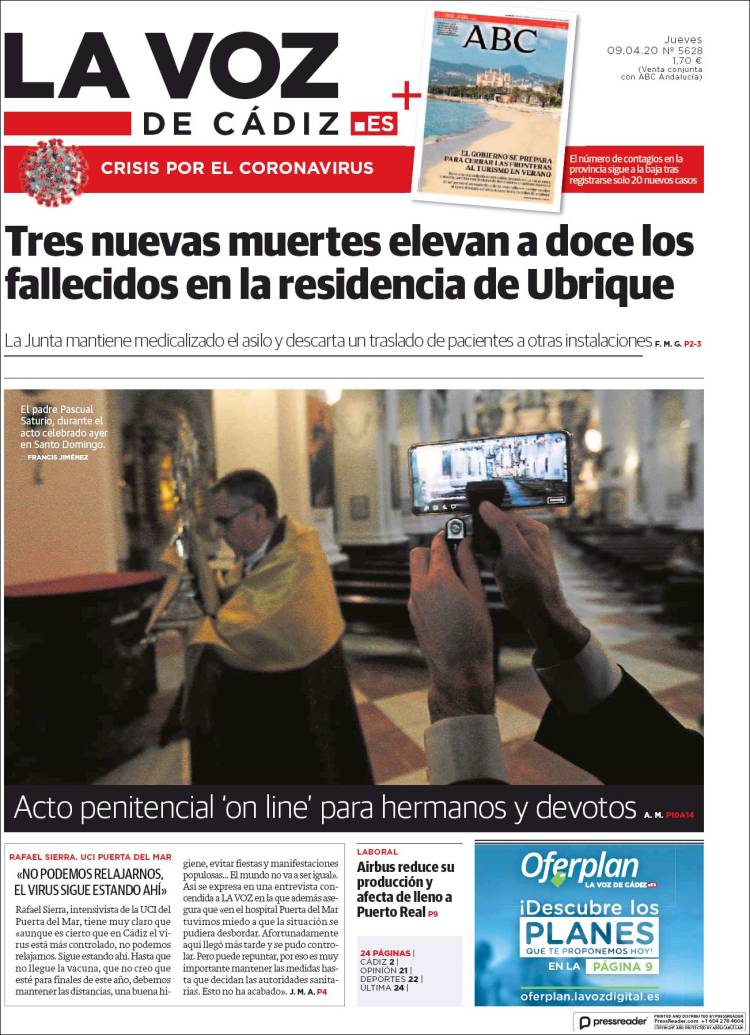 Portada de La Voz de Cádiz (España)