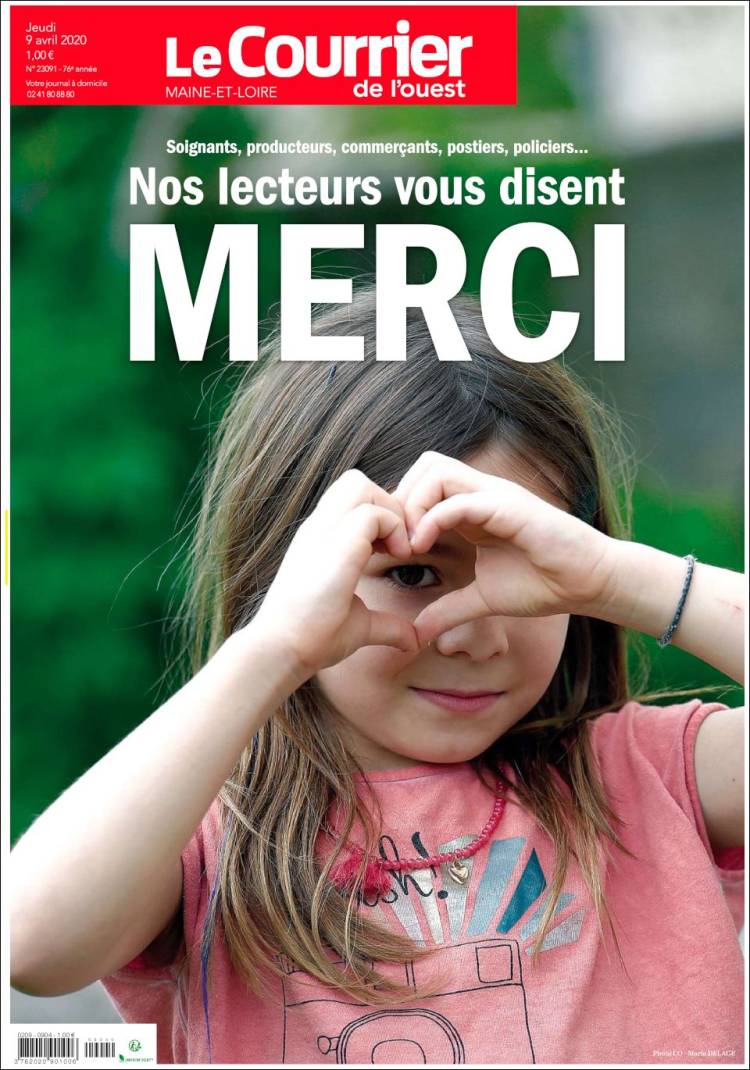 Portada de Le Courrier de l'Ouest (Francia)