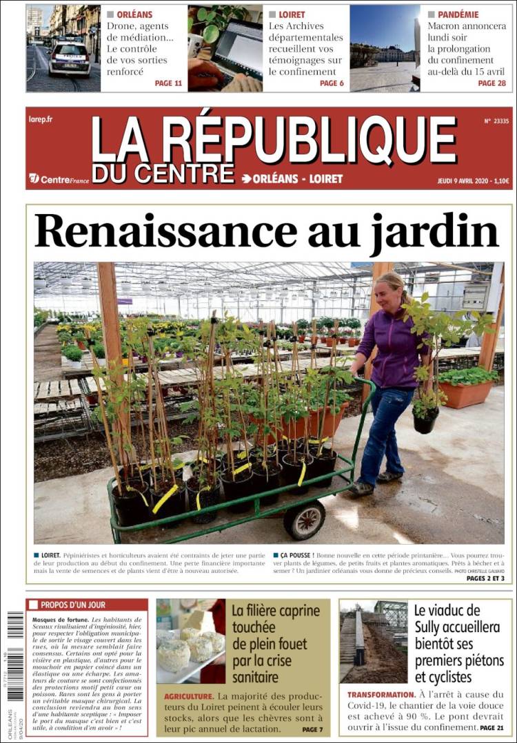 Portada de La République du Centre (Francia)