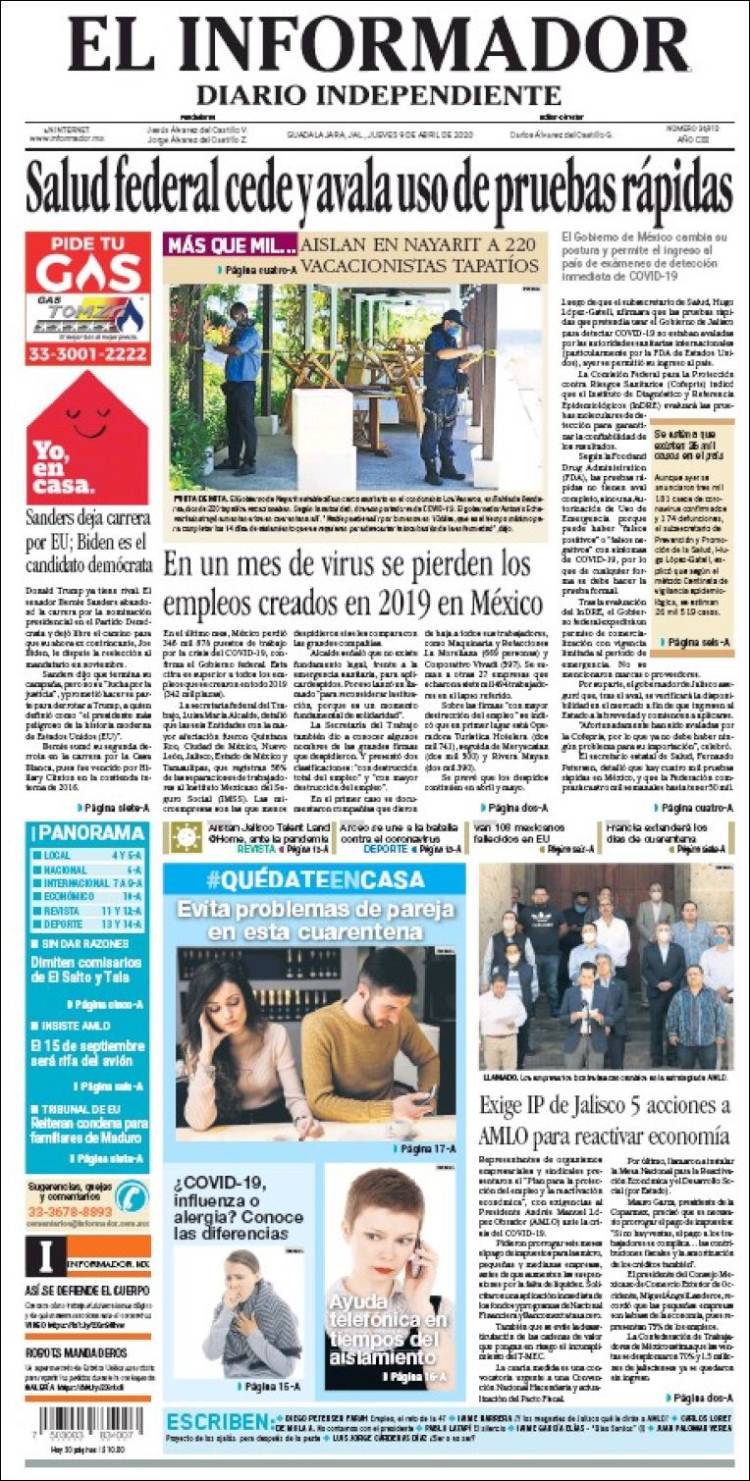 Portada de El Informador (México)