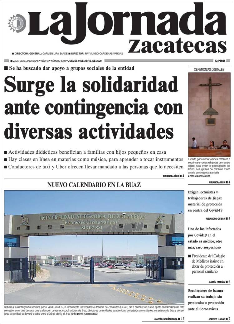 Portada de Jornada de Zacatecas (México)