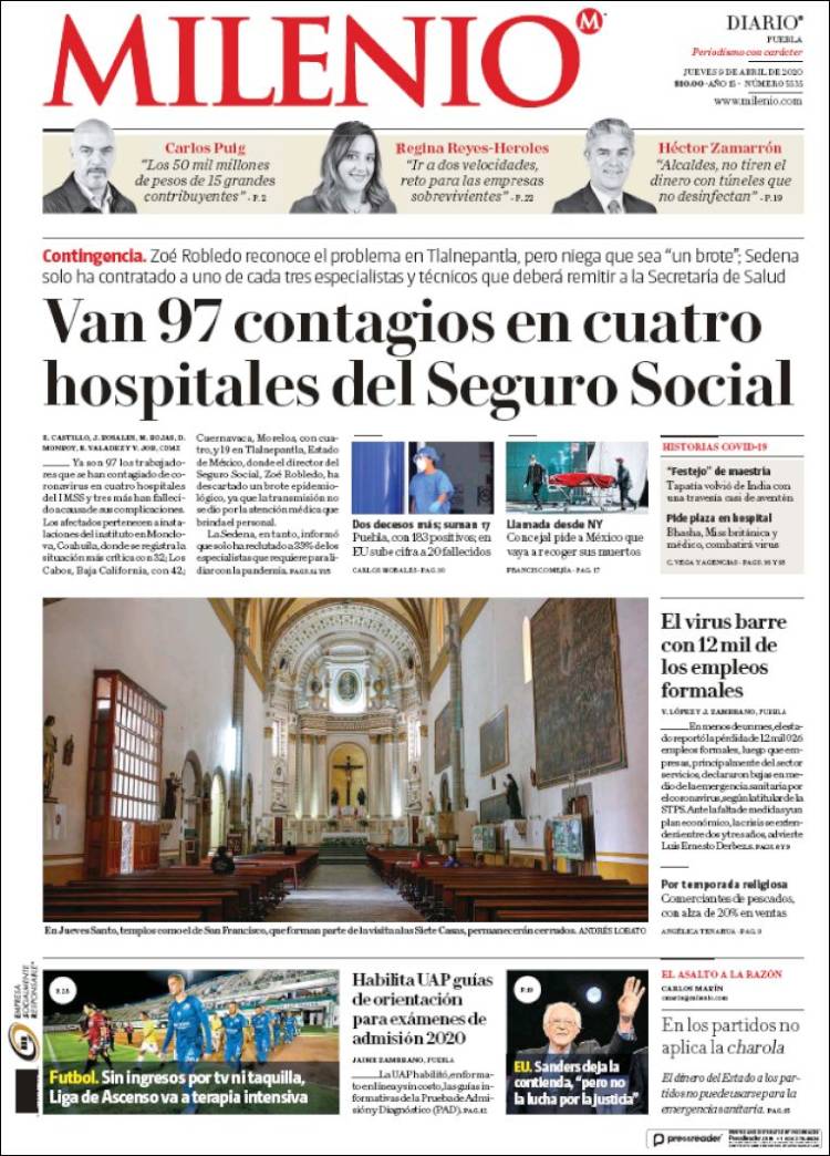 Portada de Milenio de Puebla (México)