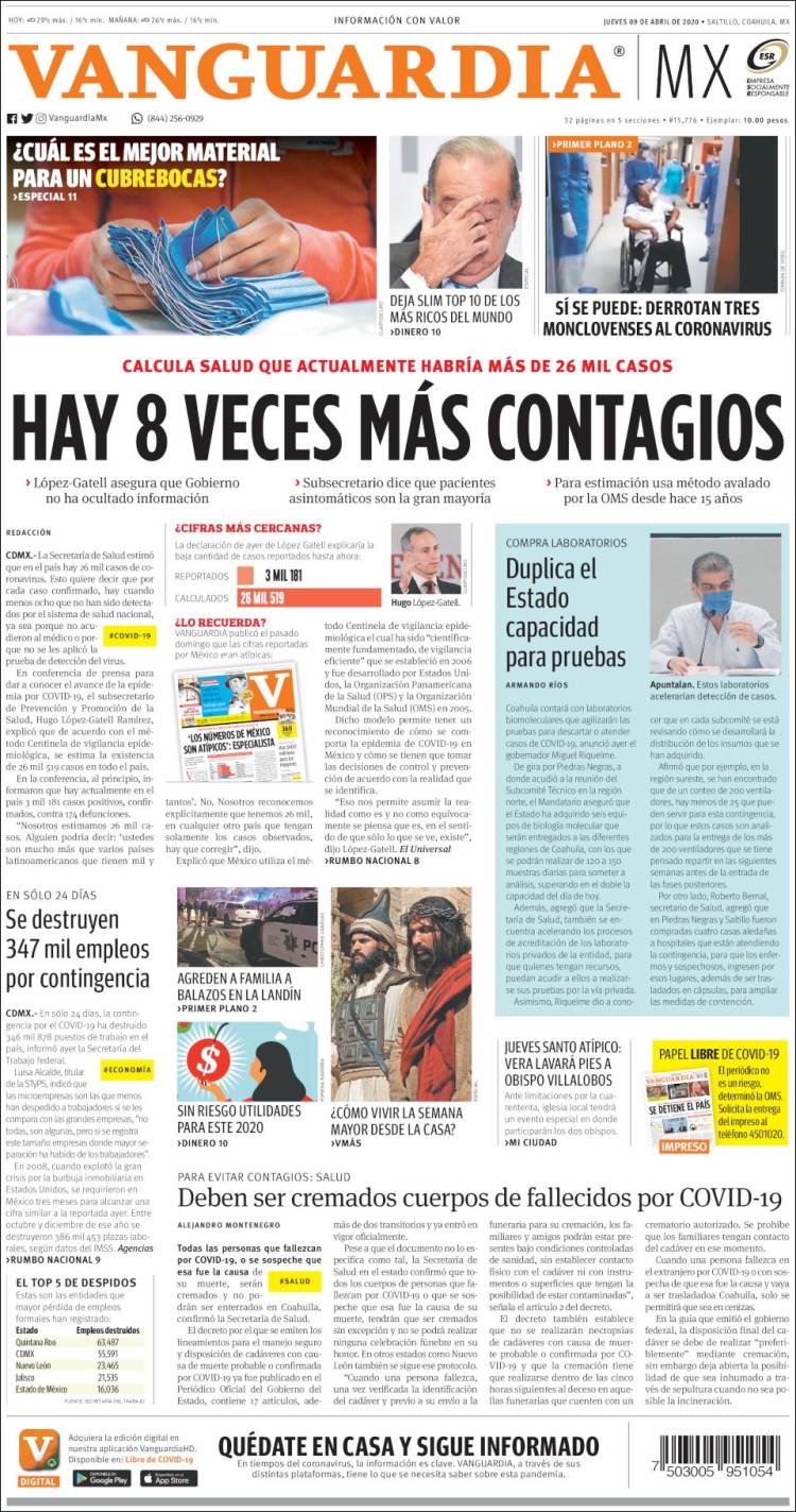 Portada de Vanguardia (México)