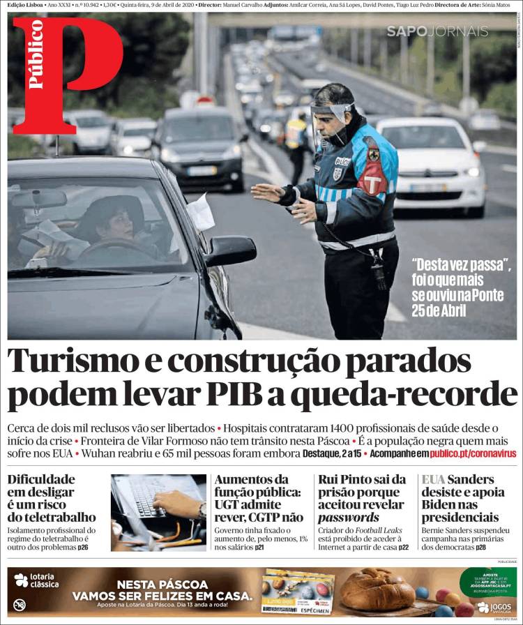 Portada de Público (Portugal)