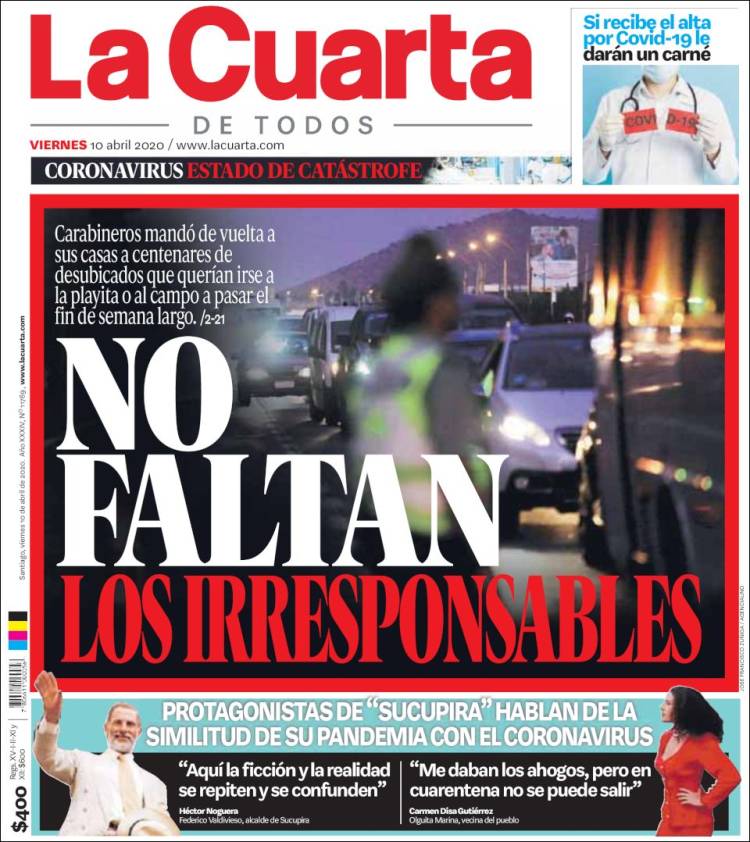 Portada de La Cuarta (Chile)