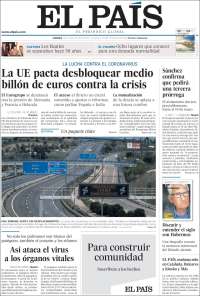 Portada de El País (España)