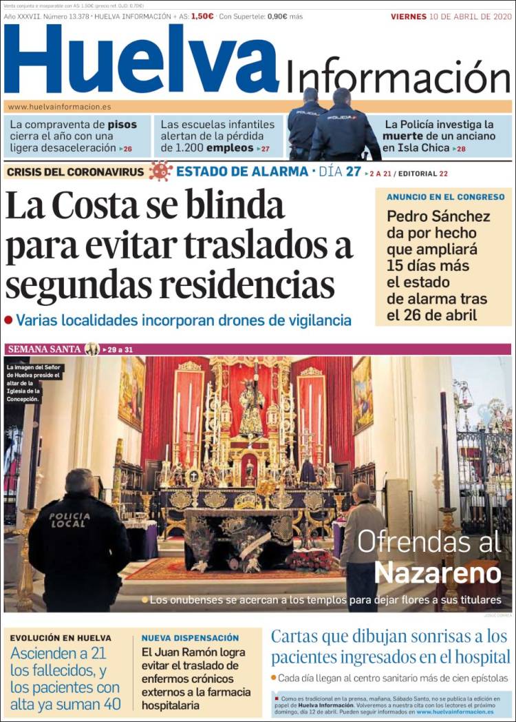 Portada de Huelva Información (Espagne)