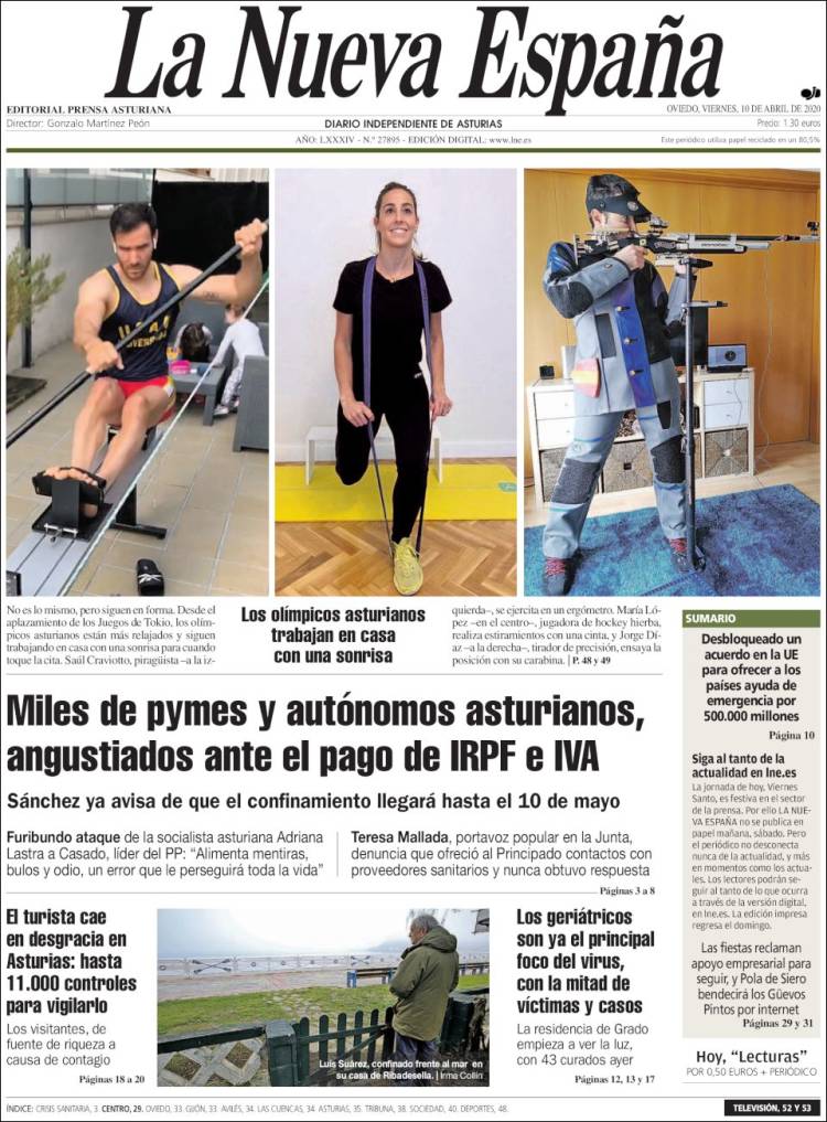 Portada de La Nueva España (Espagne)