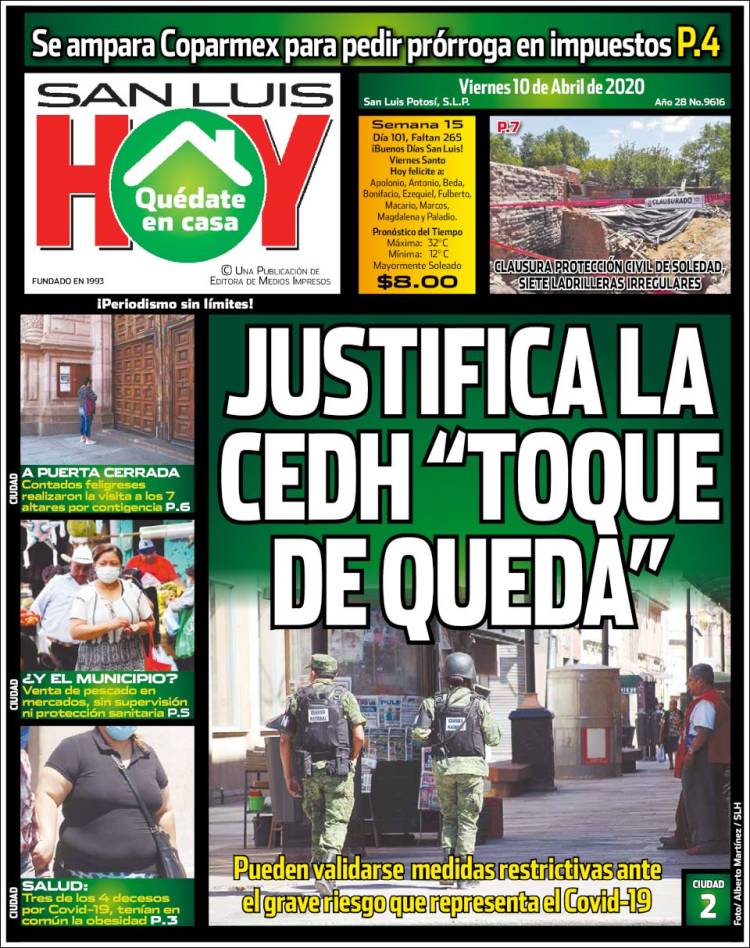 Portada de San Luis Hoy (M&eacute;xico)
