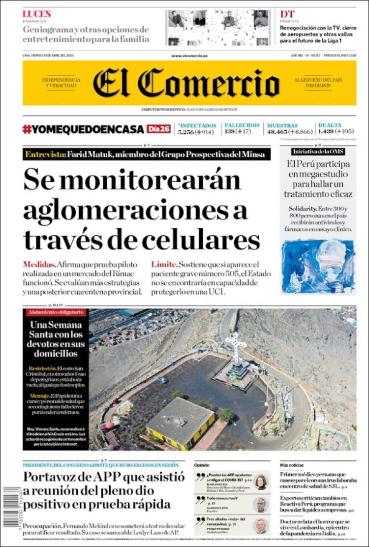 Portada de El Comercio (Perú)