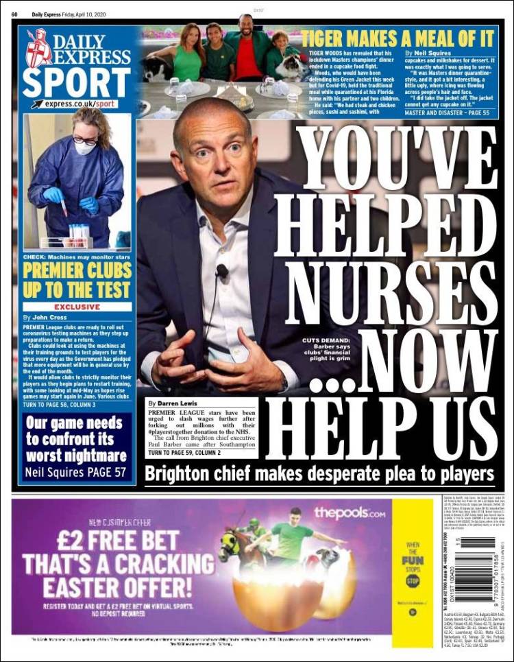 Portada de Express Sport (Reino Unido)