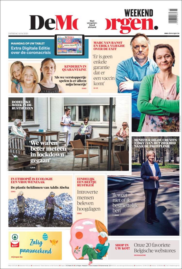 Portada de De Morgen (Belgique)