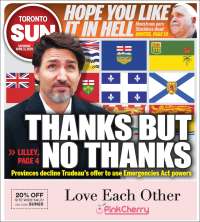 Portada de The Toronto Sun (Canadá)