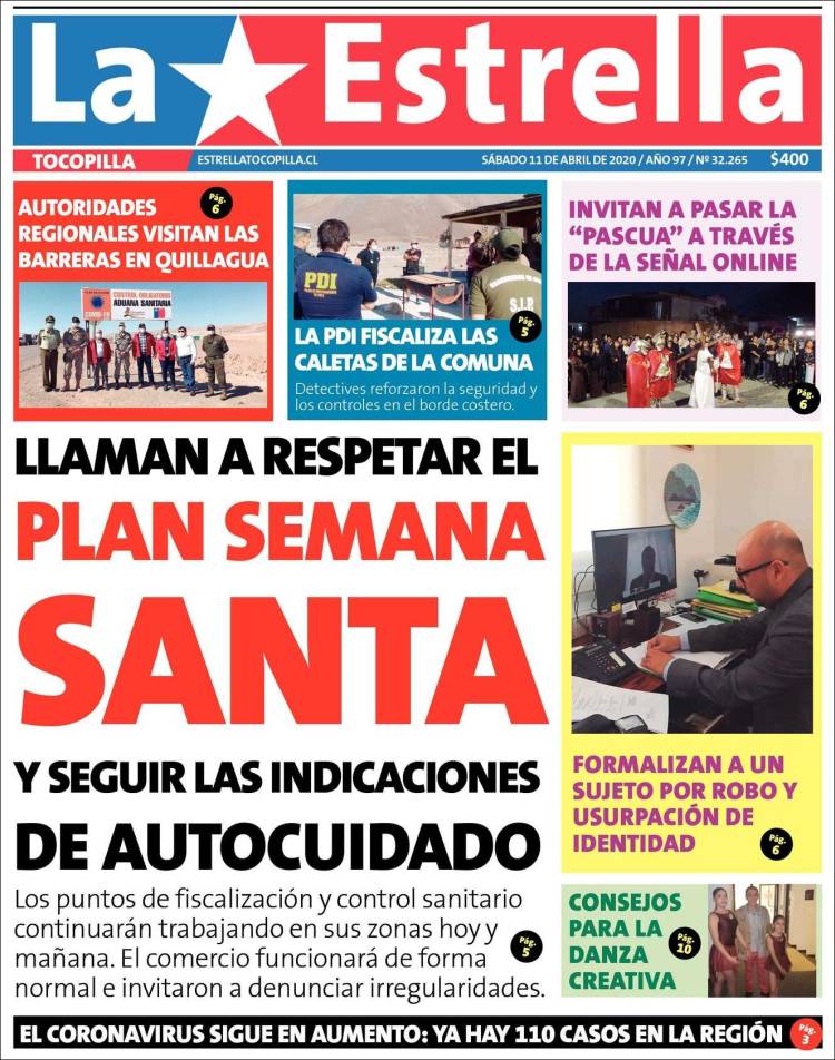 Portada de La Estrella de Tocopilla (Chile)