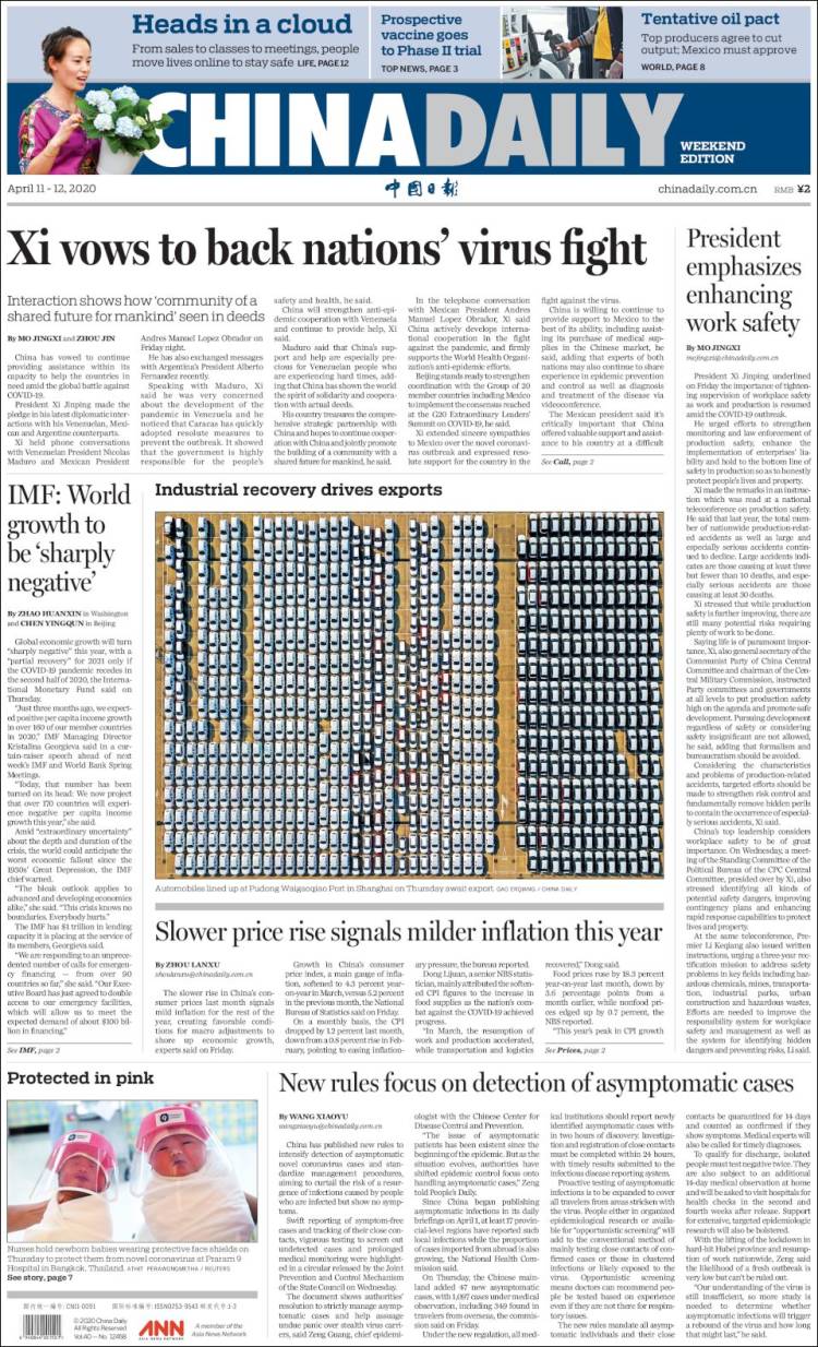 Portada de China Daily (China)