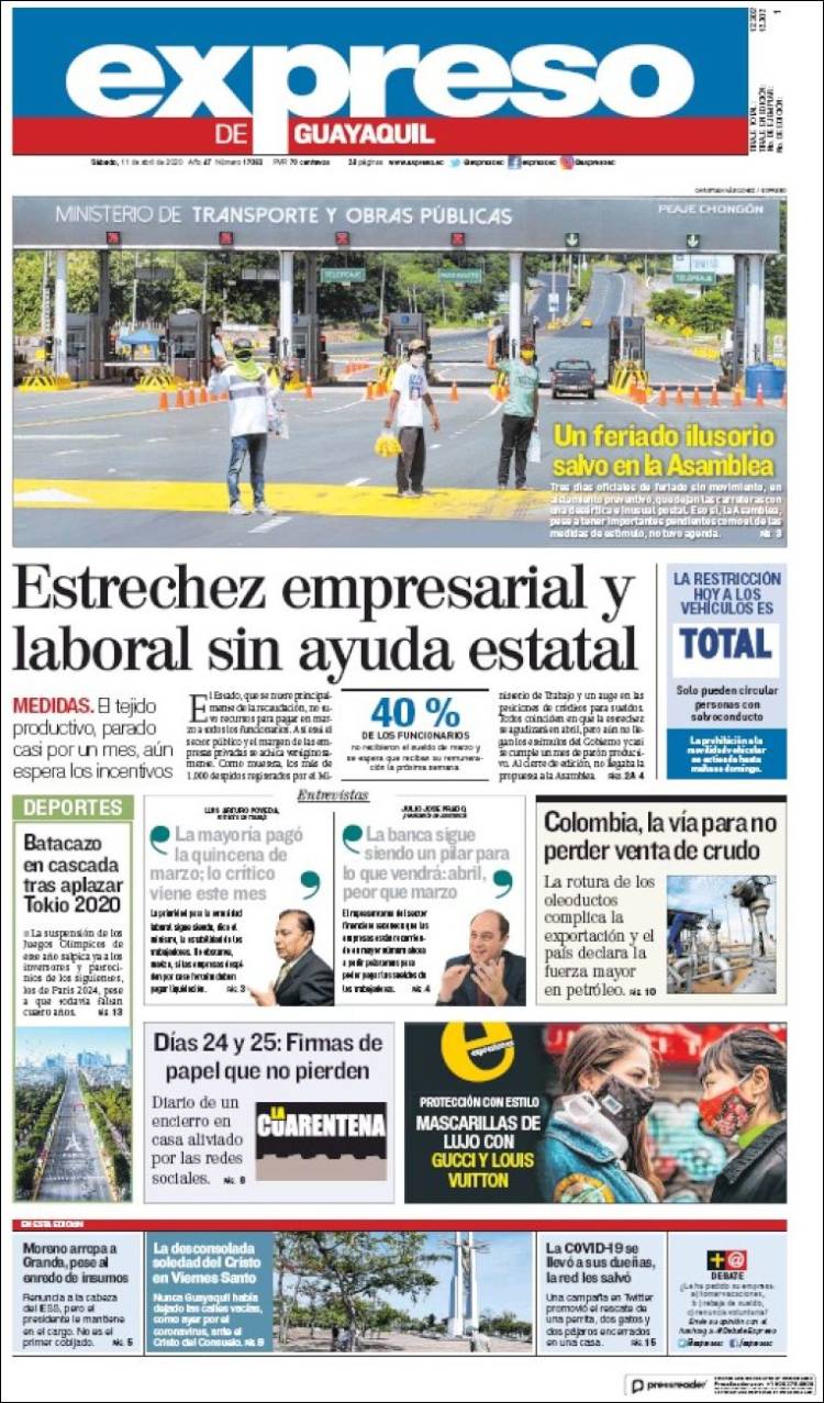 Portada de Expreso (Ecuador)
