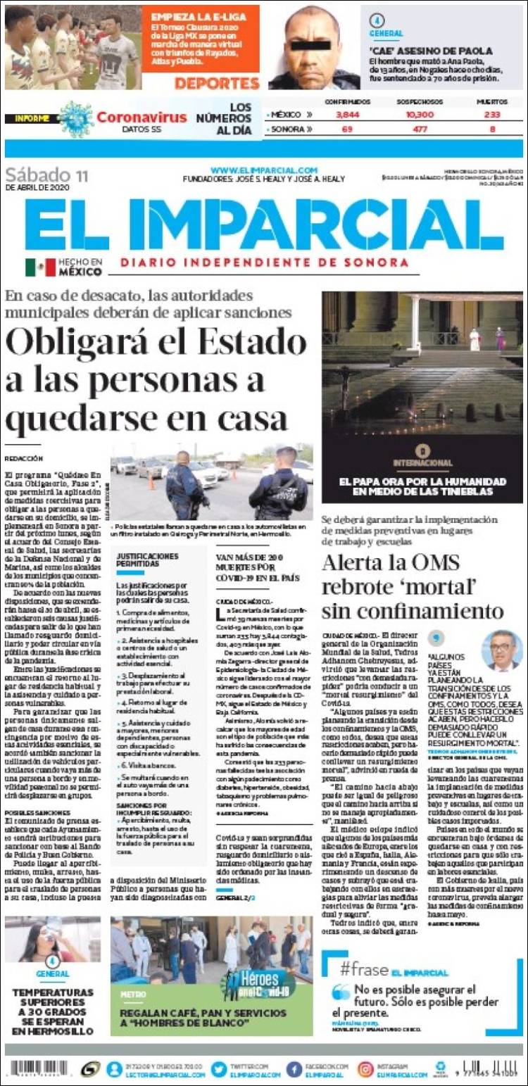 Portada de El Imparcial (M&eacute;xico)