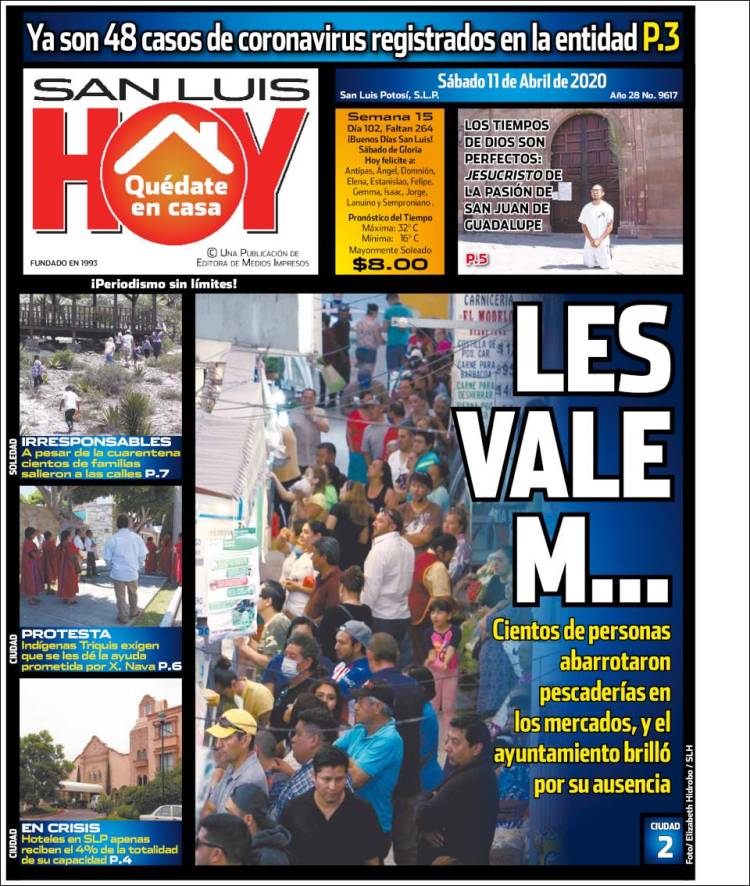 Portada de San Luis Hoy (M&eacute;xico)