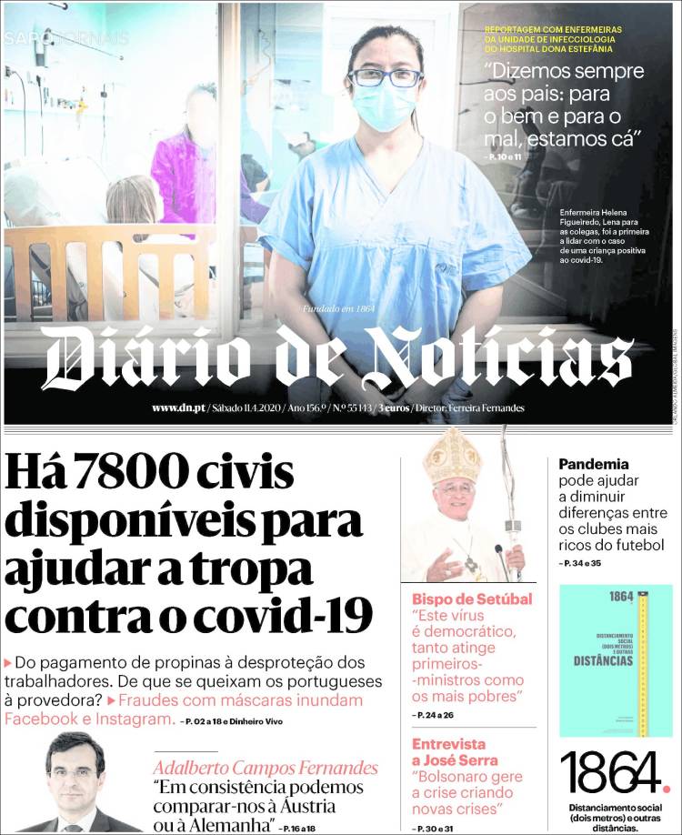 Portada de Diário de Noticias (Portugal)