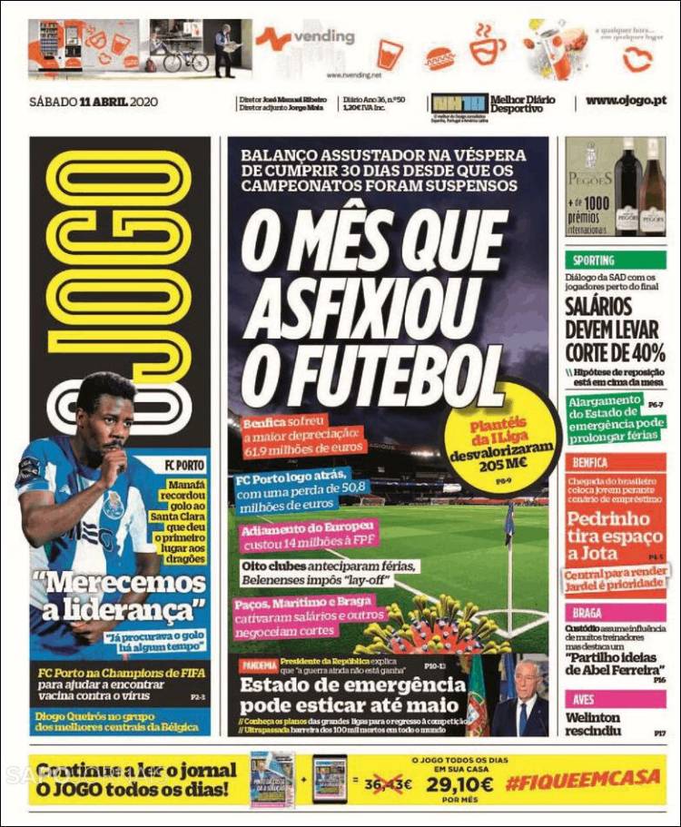 Portada de O Jogo (Portugal)
