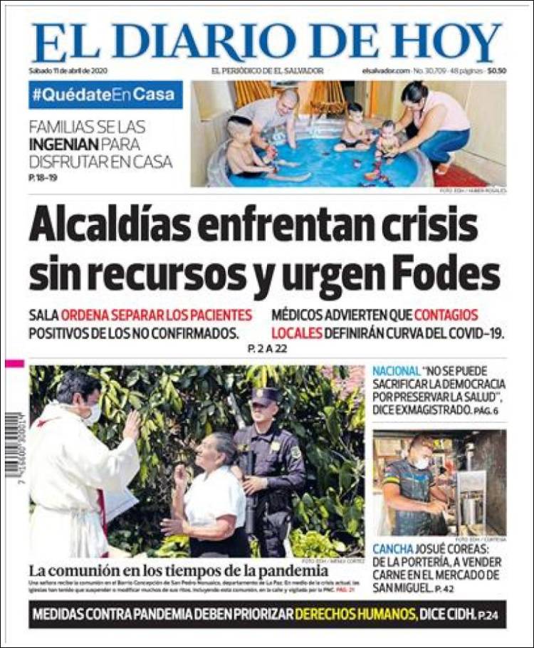 Portada de El Diario de Hoy (El Salvador)