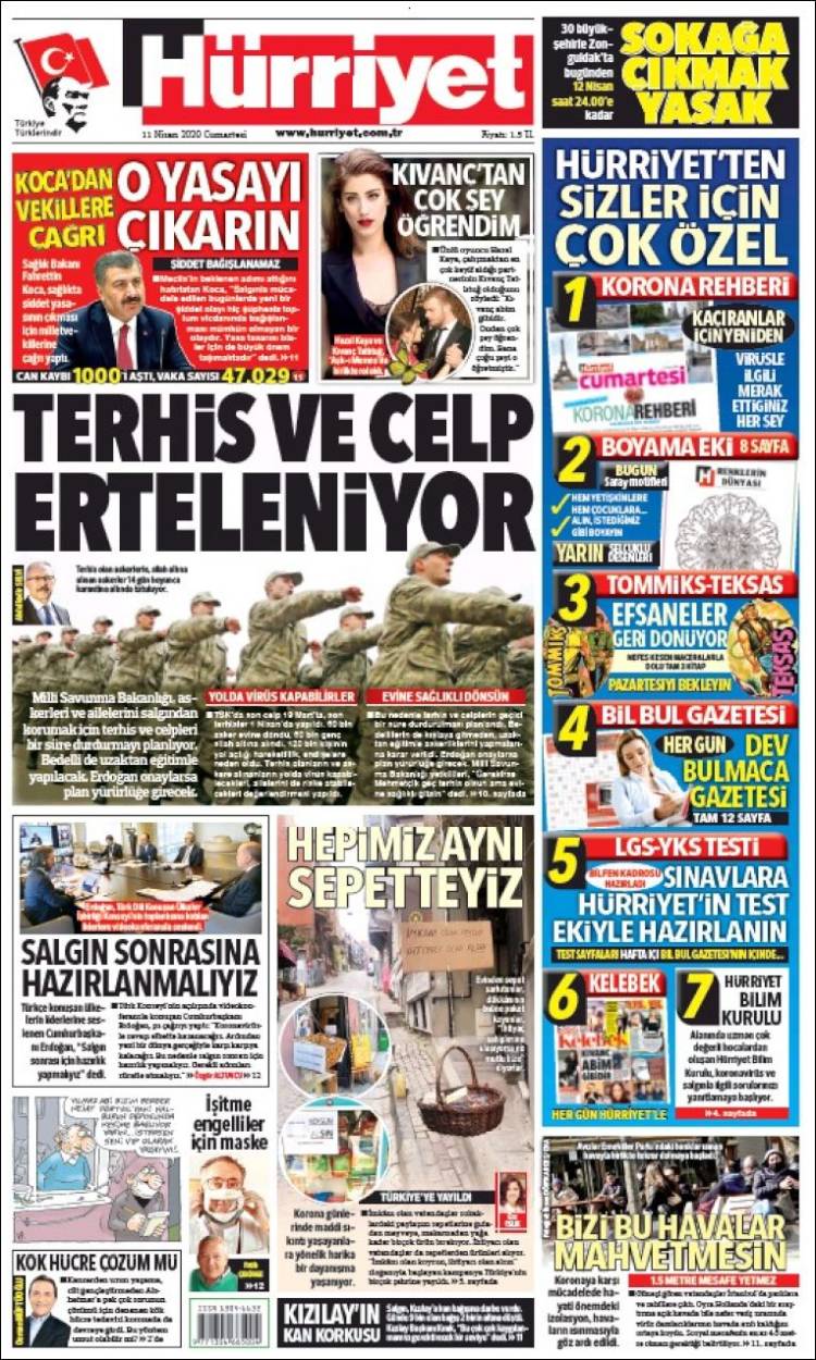 Portada de Hürriyet (Turqu&iacute;a)