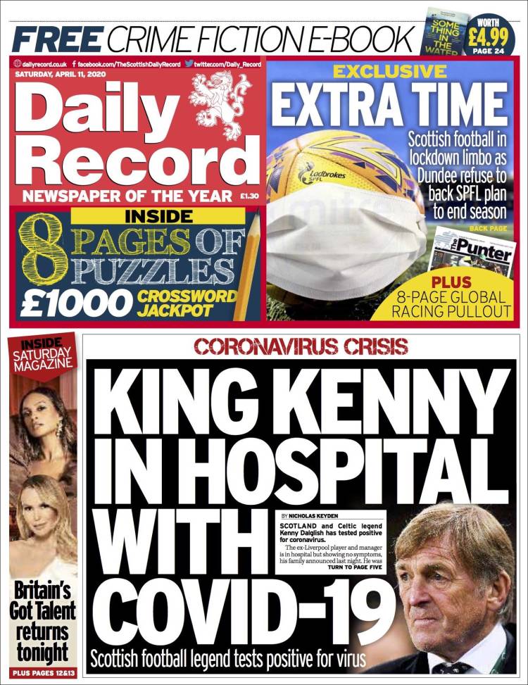 Portada de Daily Record (Reino Unido)