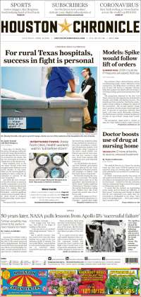 Portada de Houston Chronicle (USA)