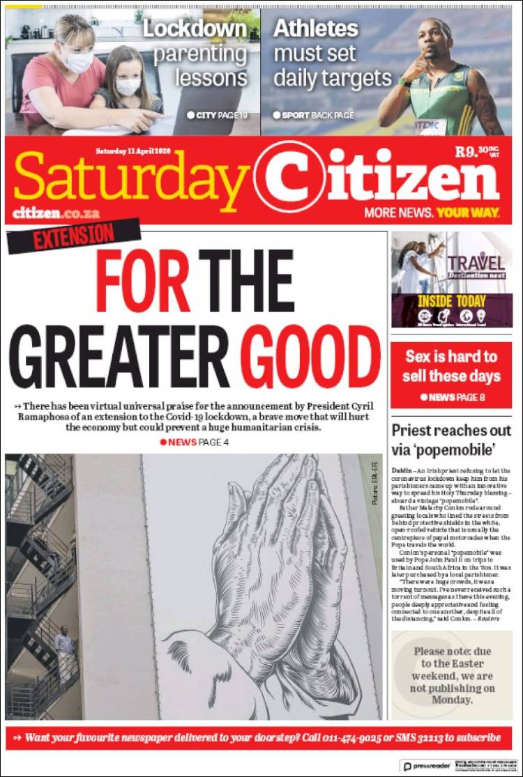 Portada de The Citizen (Sud&aacute;frica)