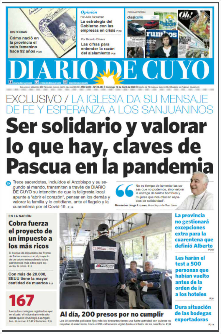 Portada de Diario de Cuyo (Argentina)