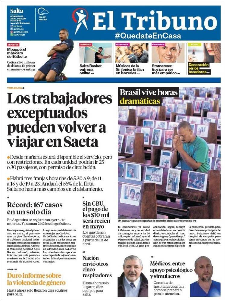 Portada de El Tribuno - Salta (Argentina)