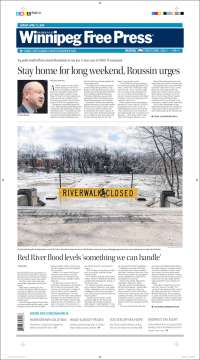 Portada de Winnipeg Free Press (Canadá)