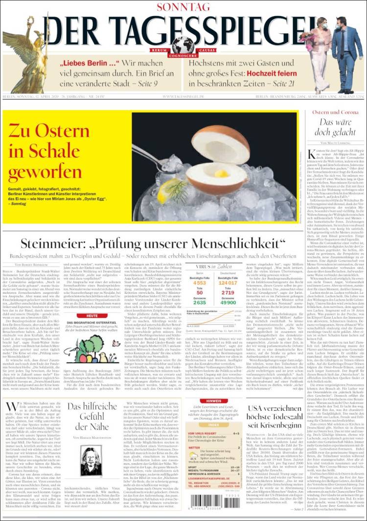 Portada de Der Tagesspiegel (Alemania)