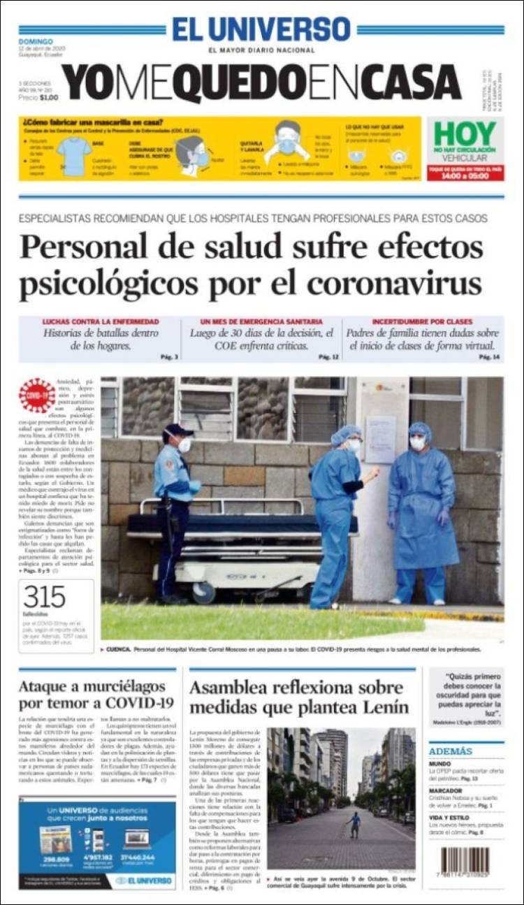 Portada de El Universo - Ecuador (Ecuador)