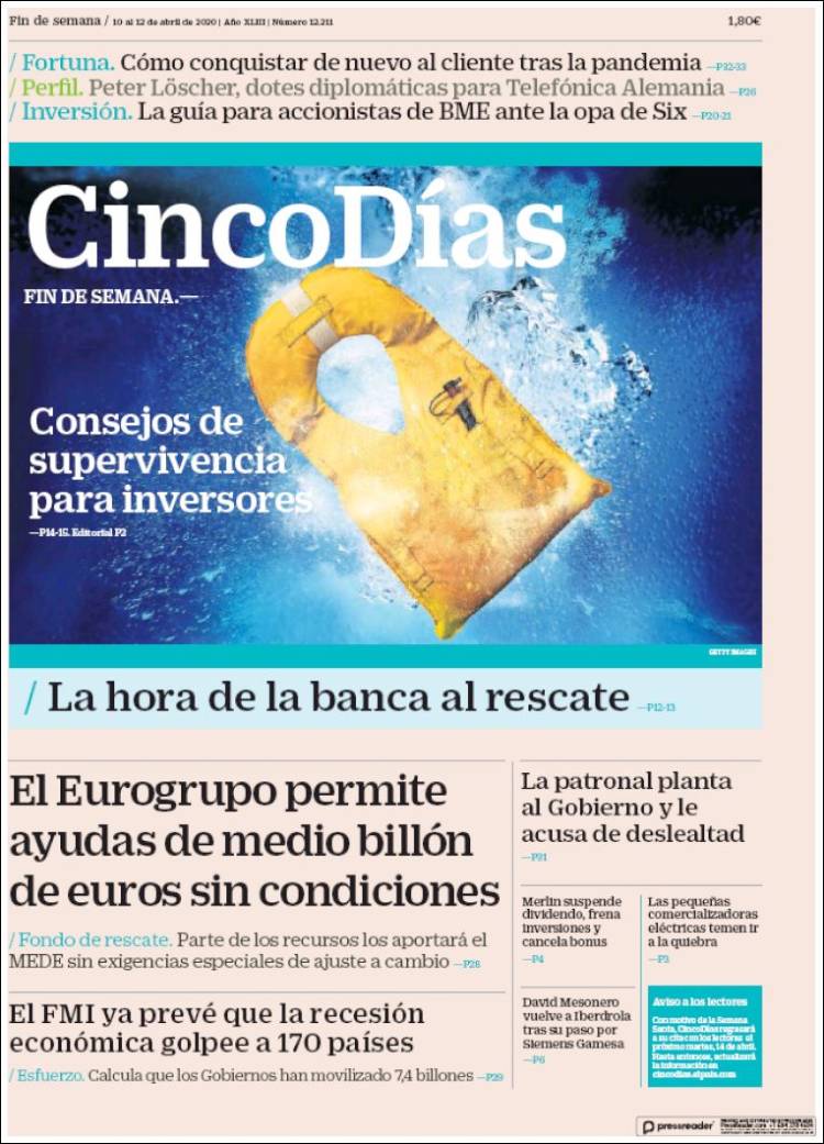 Portada de Cinco Días (Spain)