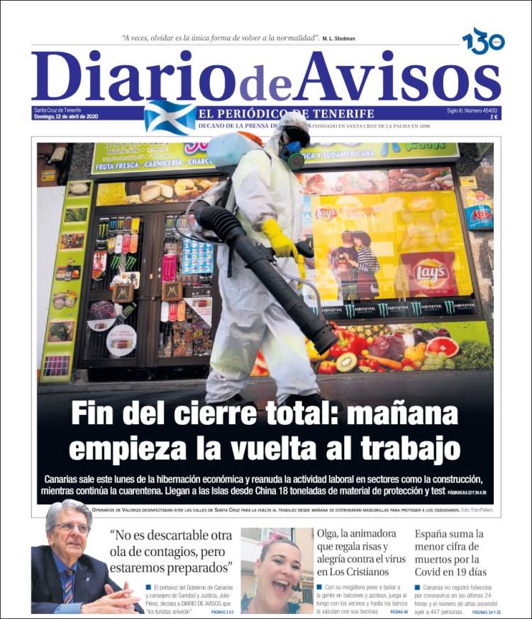 Portada de Diarios de Avisos (Spain)