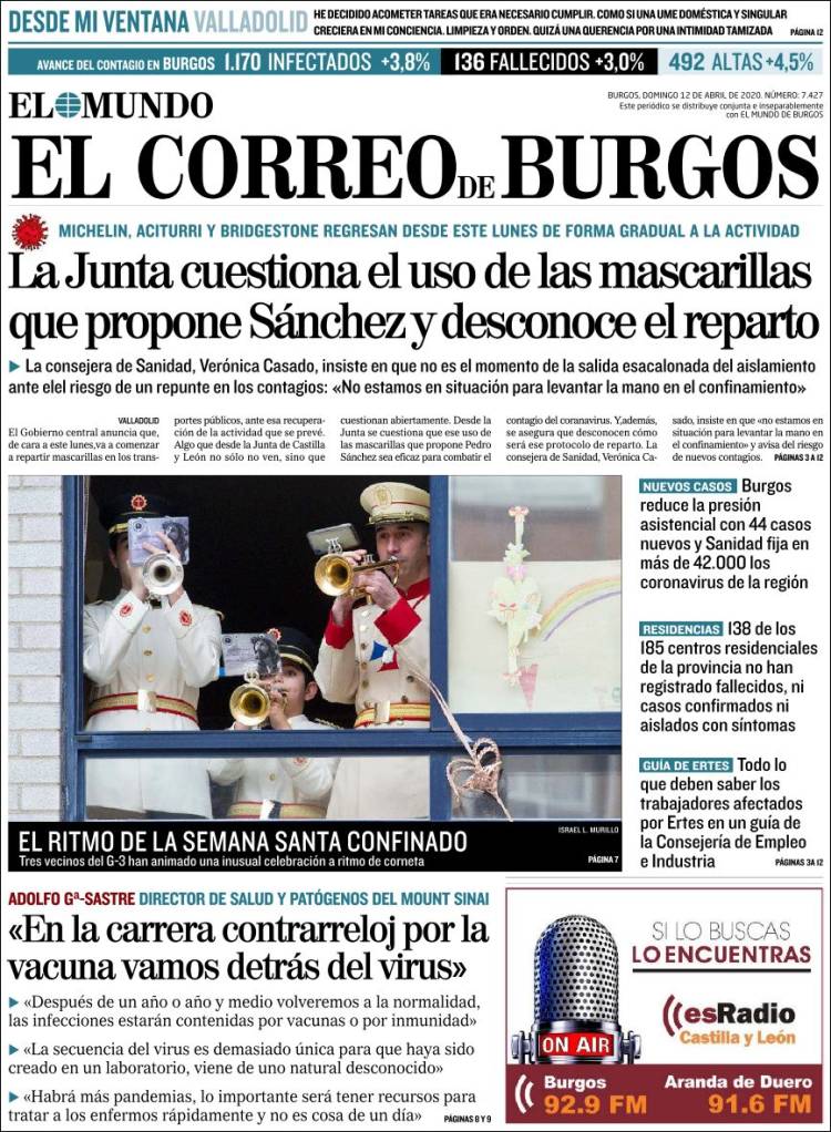 Portada de El Correo de Burgos (Spain)