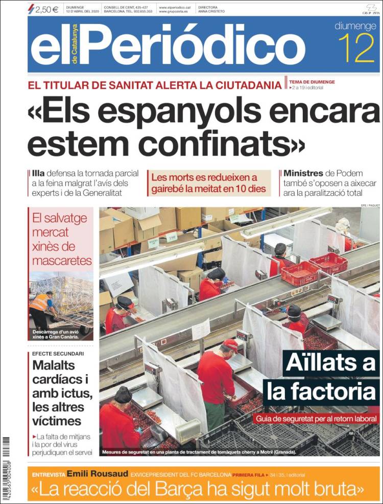 Portada de El Periódico de Catalunya (Spain)