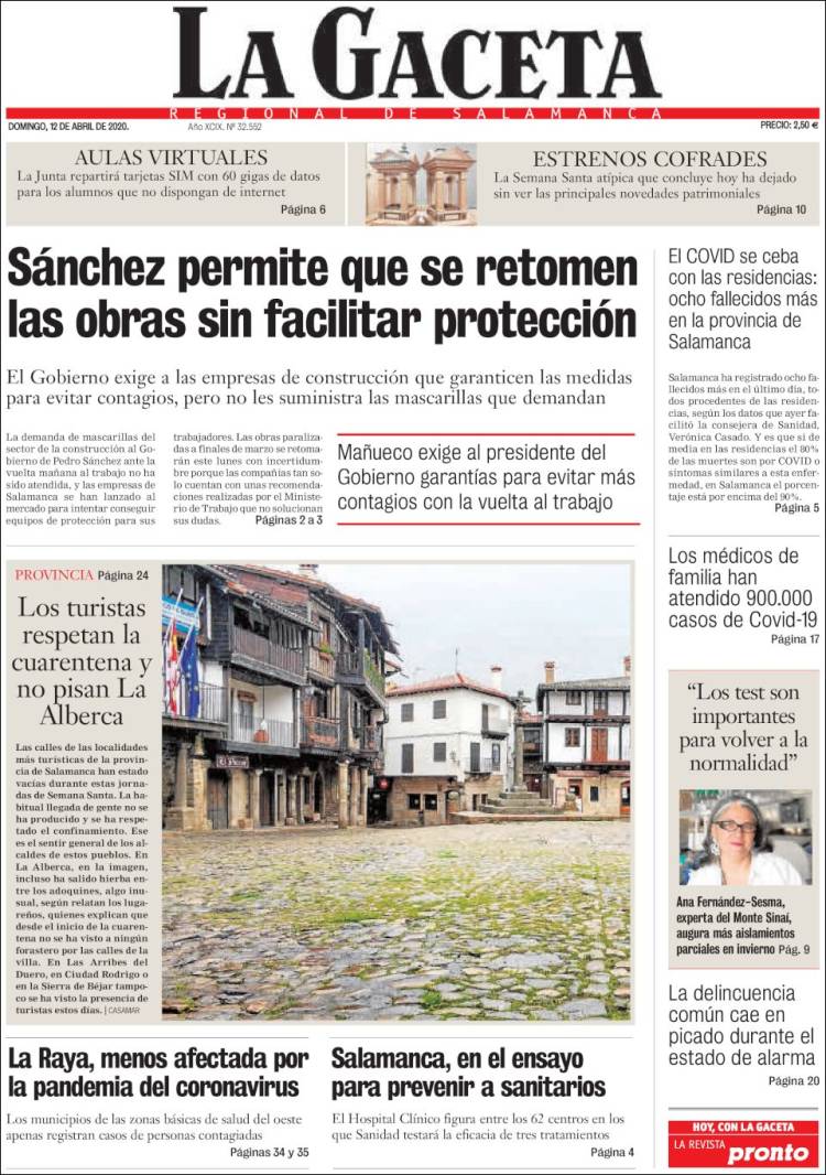 Portada de La Gaceta de Salamanca (Spain)