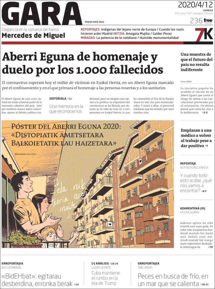 Portada de Gara (Spain)