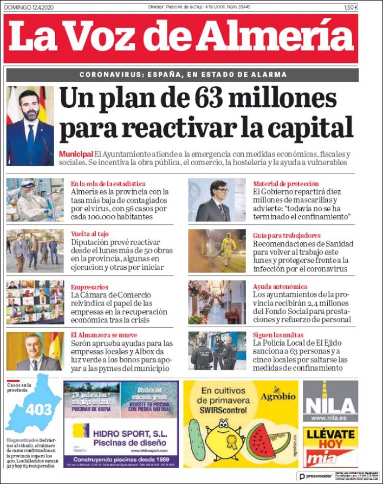 Portada de La Voz de Almería (Spain)