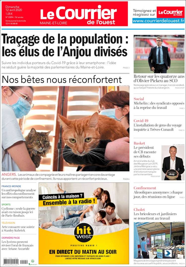 Portada de Le Courrier de l'Ouest (Francia)