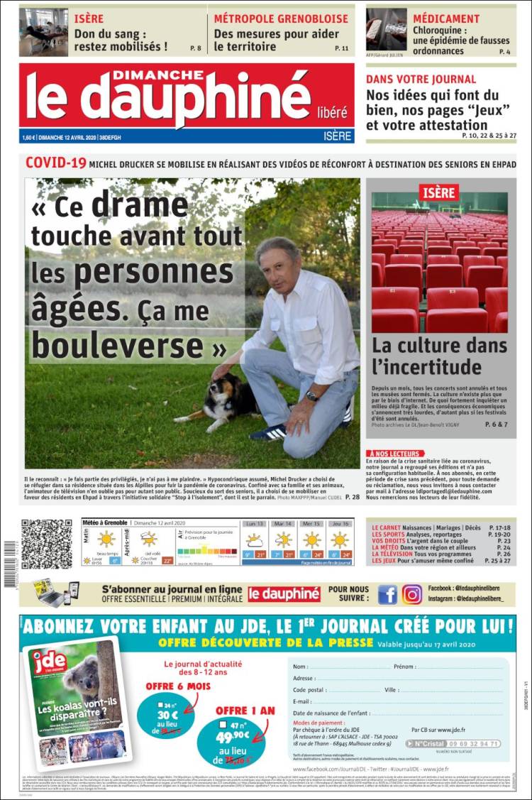 Portada de Le Dauphiné Libéré (Francia)