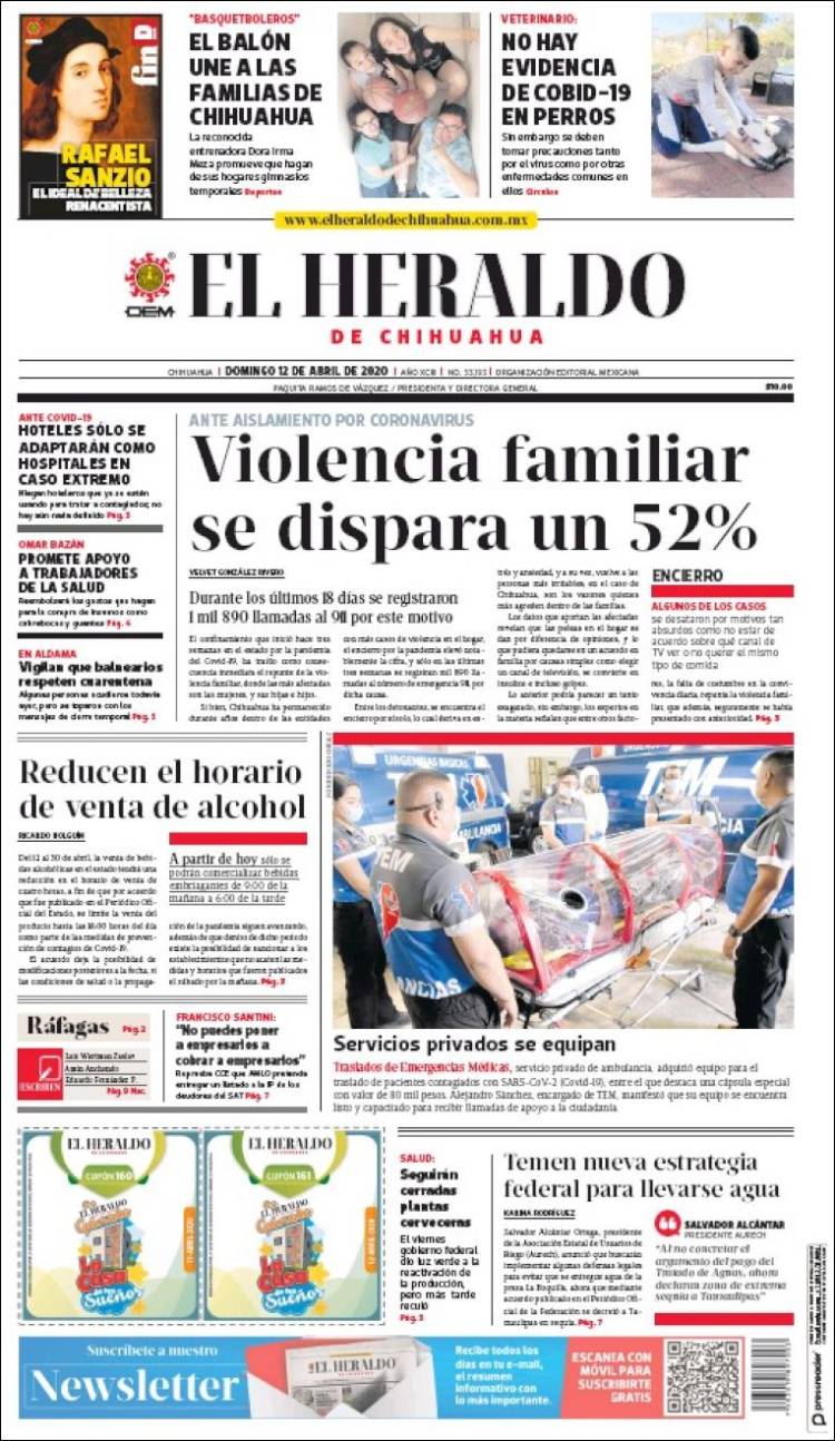 Portada de El Heraldo de Chihuahua (México)