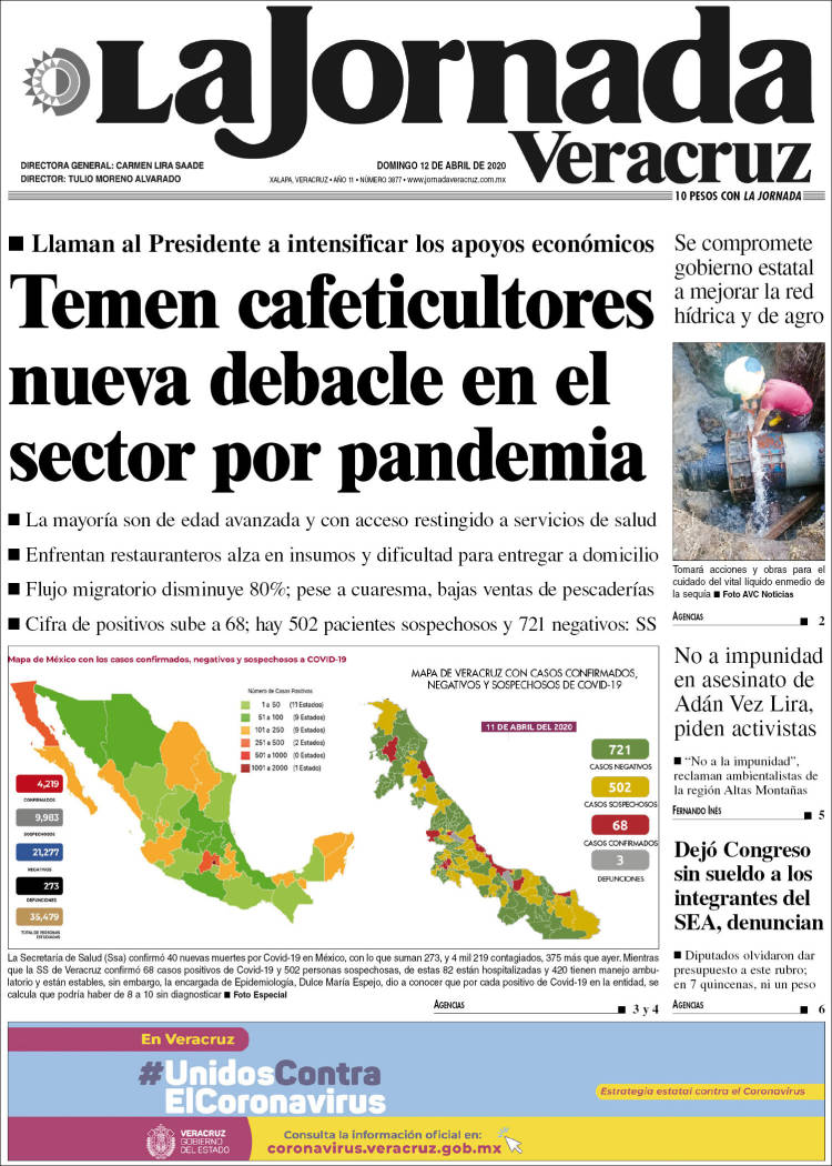 Portada de La Jornada Veracruz (México)